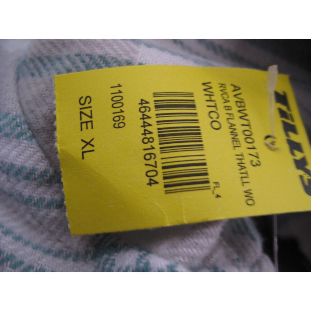 RVCA Boys Gray/Green Button Up Thatll Work Flannel Size XL - Picture 7 of 8